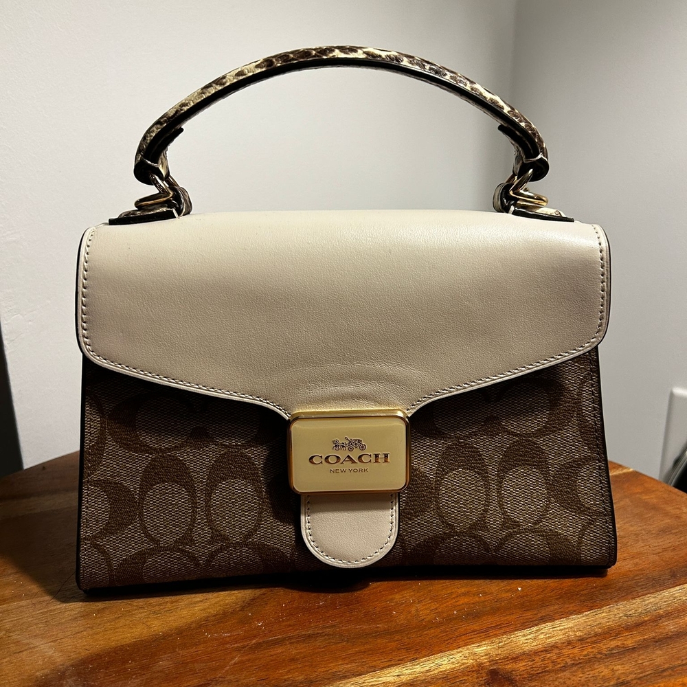 Coach Tan and Cream Signature Satchel